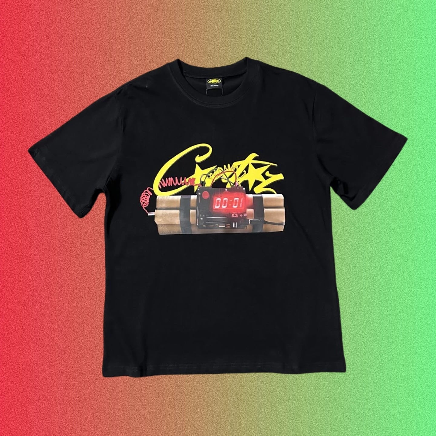 Cortiez Yellow Logo & Dynamite Bomb Graphic Black T-Shirt