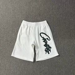 Corteiz Signature Script Logo Heavyweight Shorts white