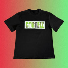 Cortiez Box Logo Green Gradient Black T-Shirt