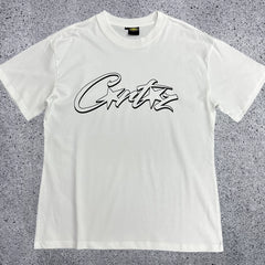 Monochrome Star-Logo Graphic Tee - White & Black Streetwear T-Shirt
