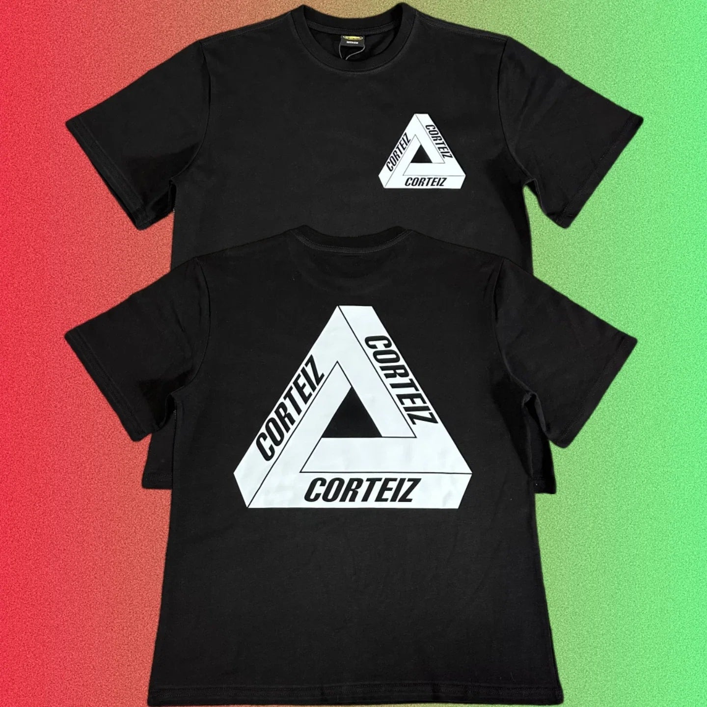 Cortiez Penrose Triangle Logo Black T-Shirt (Front & Back Print)