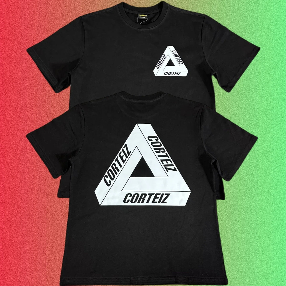 Cortiez Penrose Triangle Logo Black T-Shirt (Front & Back Print)
