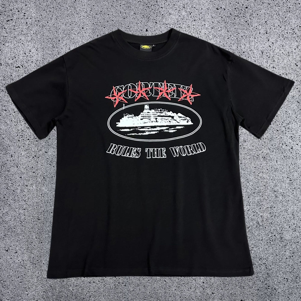 Corteiz Cruise Ship Rules The World T-Shirt – Black