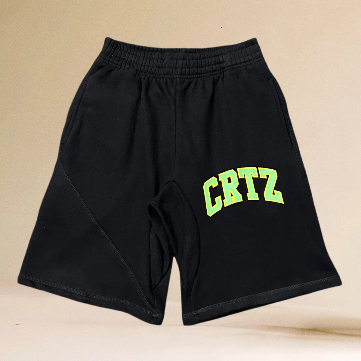 Corteiz Black & Neon Green CRTZ Arch Logo Shorts