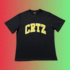Cortiez Arch Logo Yellow Typography Black T-Shirt