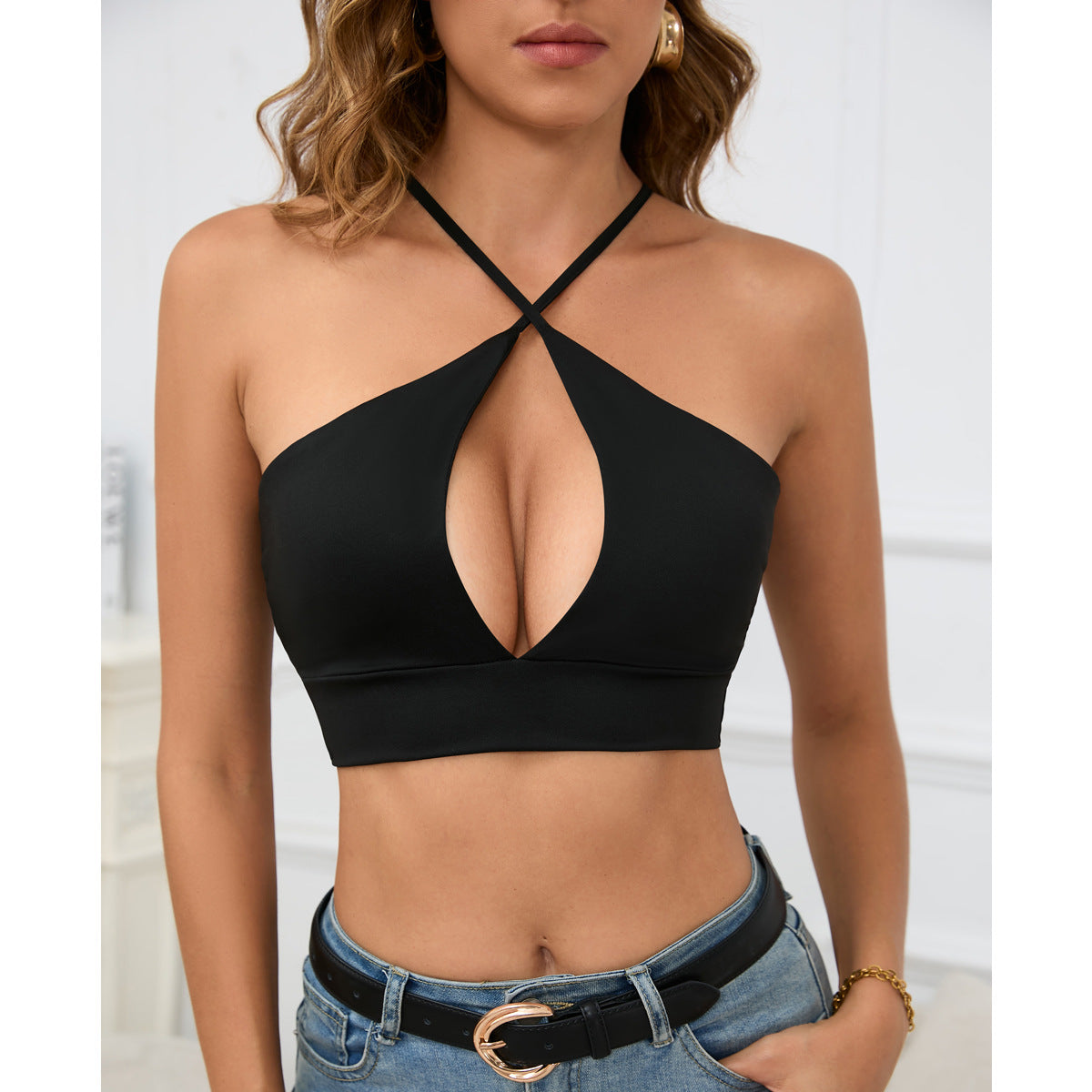 2026 European and American popular cross-border vest women's clothing Amazon hollow suspender sexy summer top for women