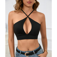 2026 European and American popular cross-border vest women's clothing Amazon hollow suspender sexy summer top for women
