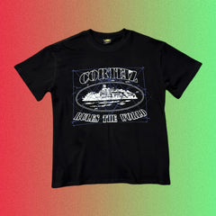 Cortiez Rules The World Blueprint Graphic Black T-Shirt