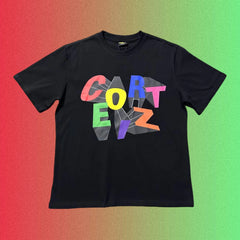 Cortiez Multicolored 3D Block Lettering Logo Black T-Shirt