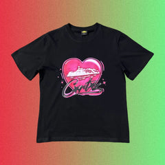 Cortiez Pink Heart Ship Logo Graphic Black T-Shirt