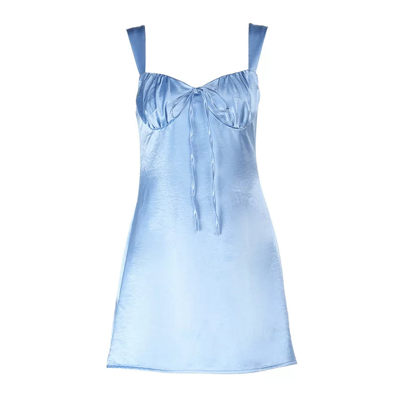YJ25436 Summer New Sexy Spicy Girl Waist Bag Hip Skirt Style Satin Bareback Strap Dress for Women