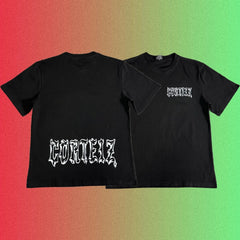 Cortiez Gothic Font Logo Black T-Shirt (Front & Back Print)