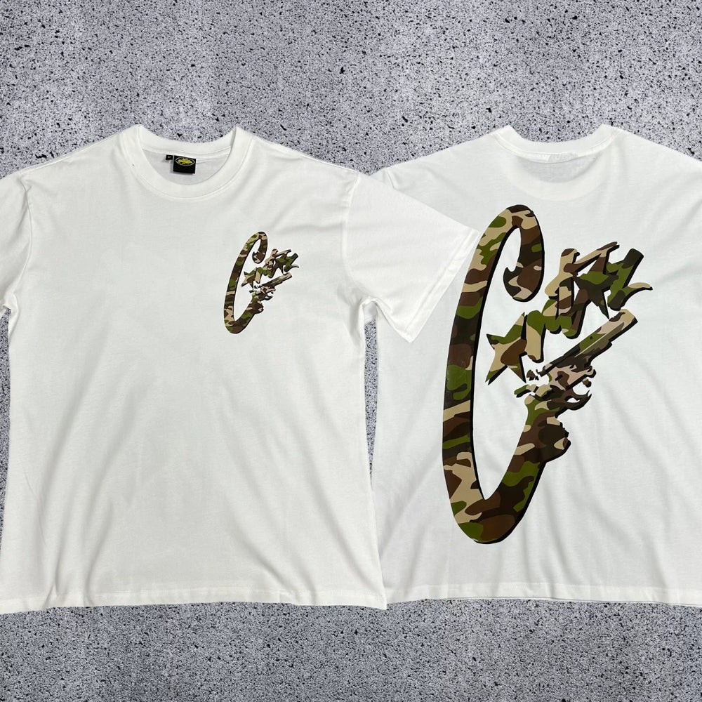 Corteiz Camo Gunslinger T-Shirt – White/Camo