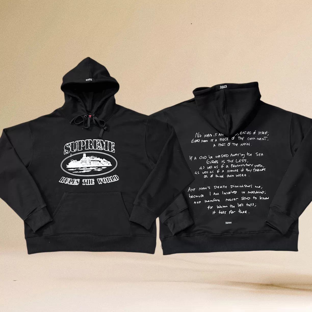 Supreme x Corteiz "Rules The World" Heavyweight Hoodie - Black