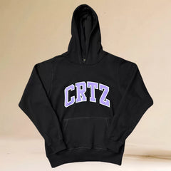 Corteiz Collegiate Arc Logo Heavyweight Hoodie - Black / purple