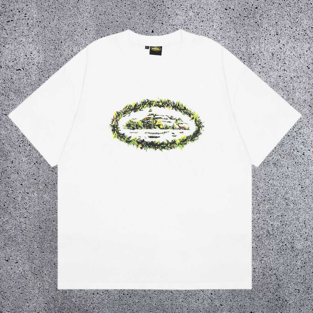 Corteiz Green Vine Camo Oval Logo T-Shirt - White Streetwear Tee