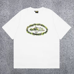 Corteiz Green Vine Camo Oval Logo T-Shirt - White Streetwear Tee